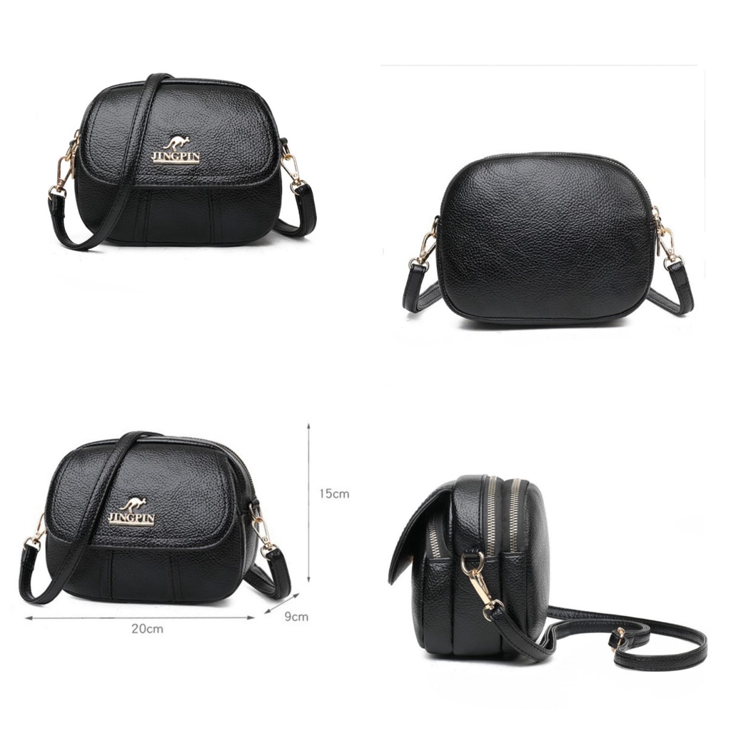 TAS SELEMPANG WANITA IMPORT PREMIUM 3 RESLETING JINGPIN KULIT HITAM AZADA TA520B5 SLING BAG KECIL KEKINIAN REMAJA CEWEK BATAM BRANDED KOREA