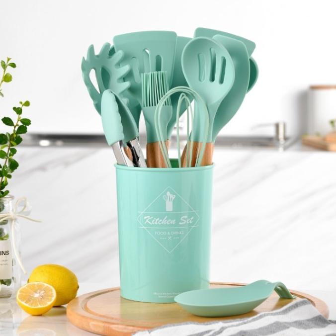 PERALATAN MASAK SPATULA SILIKON TAHAN PANAS 13IN1 SPATULA SET PERALATAN MASAK SILICON PERALATAN DAPU