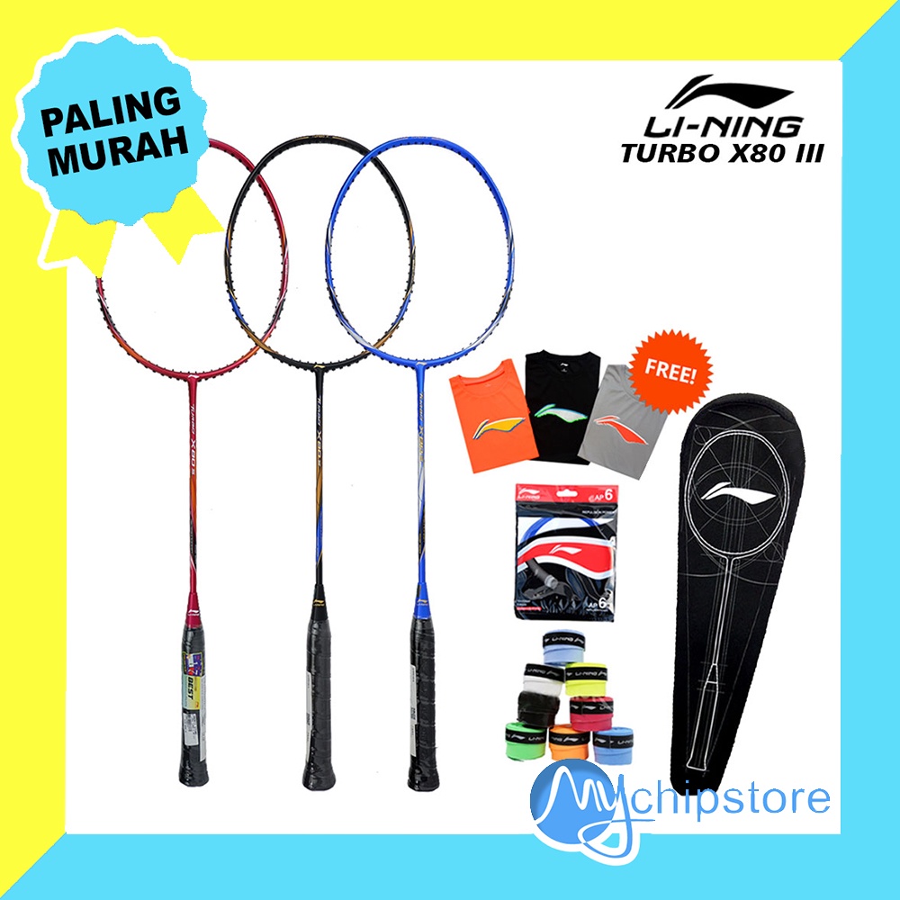 Raket Bulutangkis Badminton LINING TURBO X 80 III 100% Original