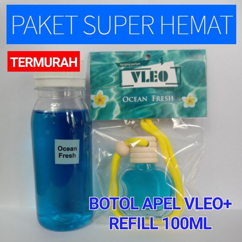 PAKET HEMAT PARFUM MOBIL DAN RUANGAN VLEO OCEAN FRESH DAN REFILL 100ML