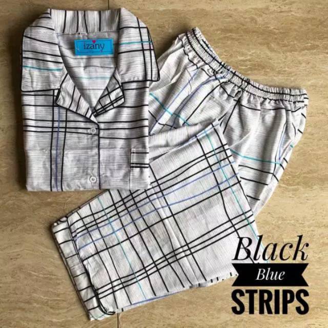 Piyama Dewasa Wanita Baju Tidur Katun Eropa Motif Salur Piyama Dewasa Wanita Baju Tidur Katun Eropa Motif Salur