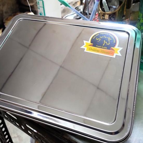 ♡ Plato / Food Tray / Piring / Tempat Makan Sekat 5 + Tutup Stainless ☉