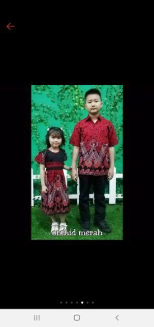 Qnunbatik Batik Keluarga/family Dress Orchid Merah