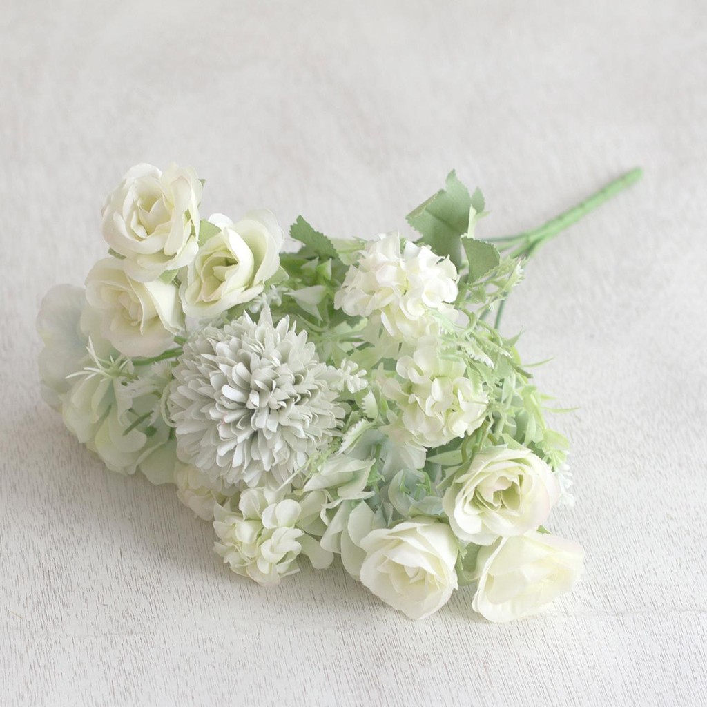 COD/TM99 BUNGA HYDRANGEA MIX BUNGA TANGKAI PLASTIK BUNGA ARTIFISIAL PAJANGAN BUNGA HIASAN P3170-HIJAU