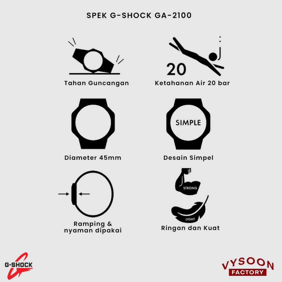 Jam Tangan Pria Casio G-Shock GA-2100-1ADR Black White GA-2100 GA2100