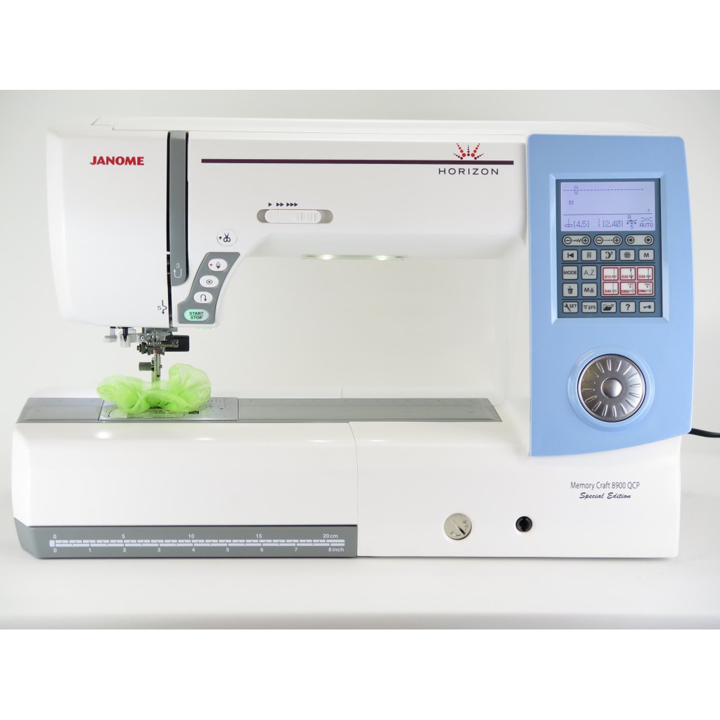 Janome Horizon Mc8900QCP Spesial Edition Mesin jahit Komputer Model Long Arm - Biru Putih