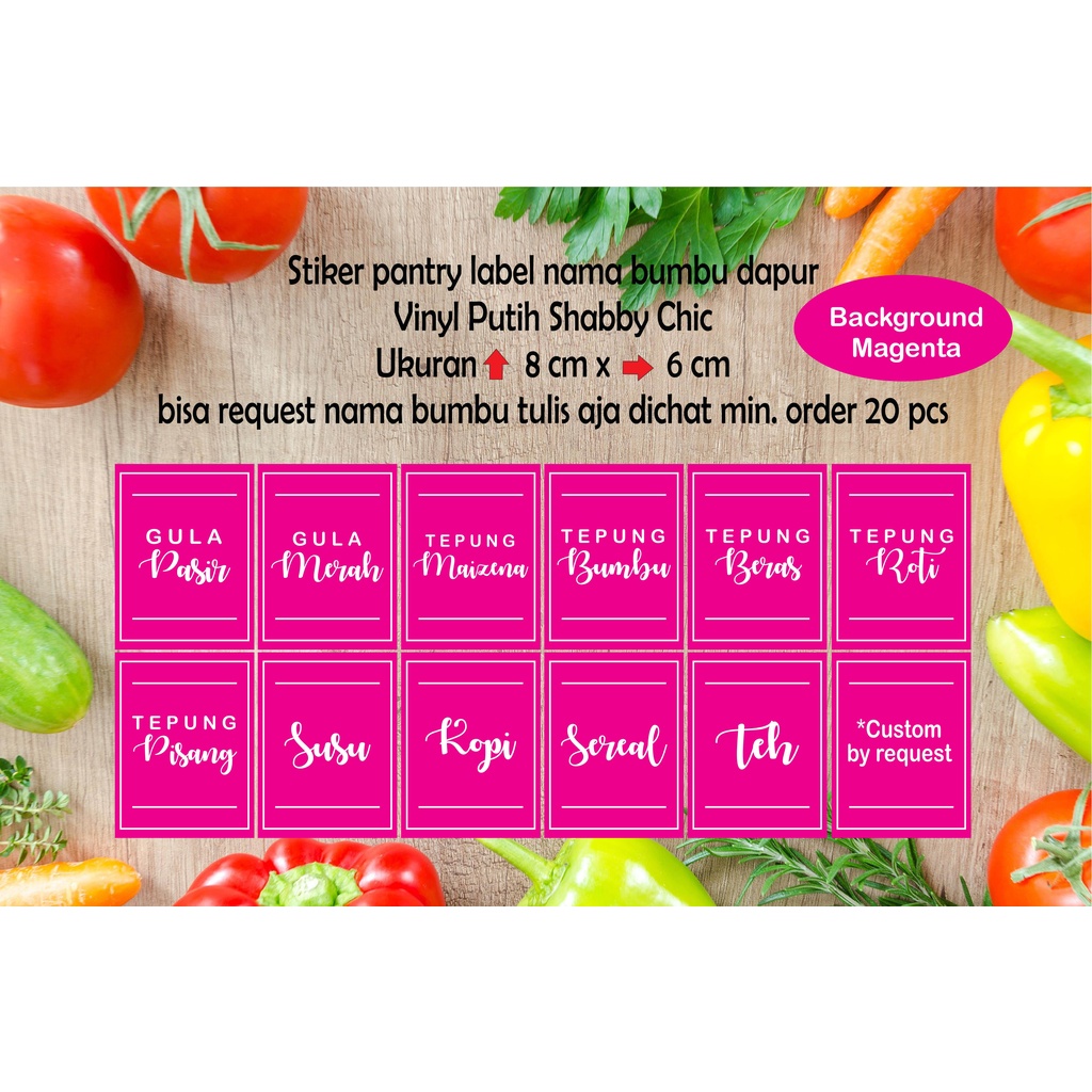 

Stiker Pantry Label Nama Bumbu Dapur Vinyl Putih Shabby Chic 8x6/Stiker Custom