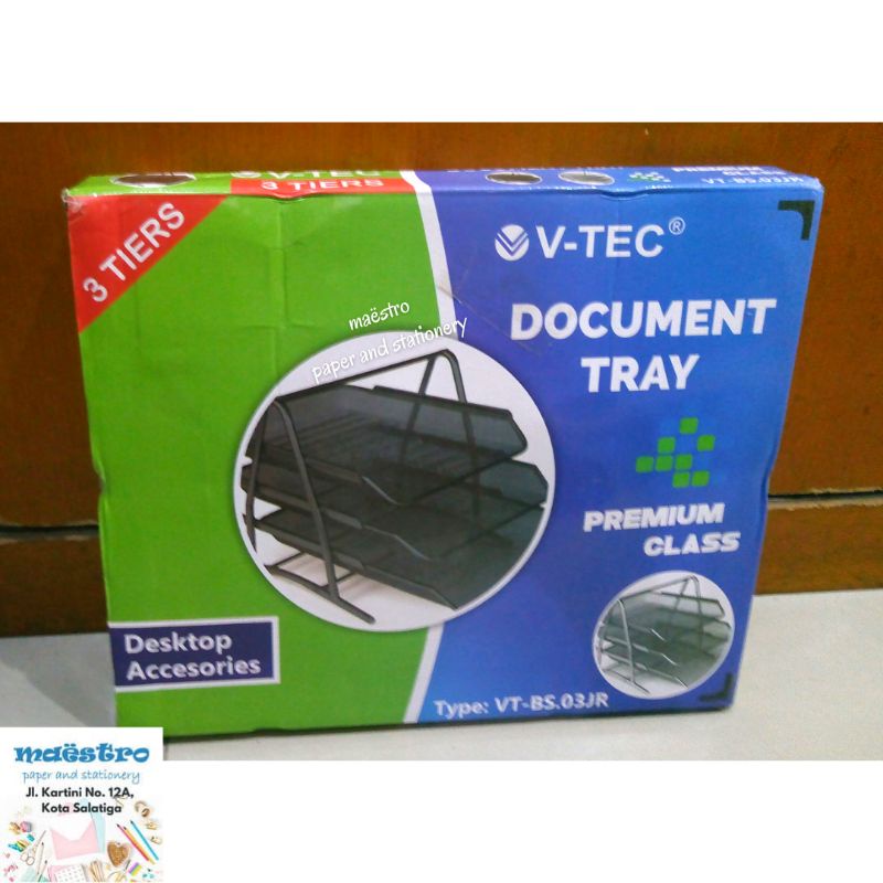 

Document Tray Besi 3 Susun / Vtec Elevated Tray / Rak Surat / Rak Kertas Besi Tingkat / Desktop Accesories 3 Tries