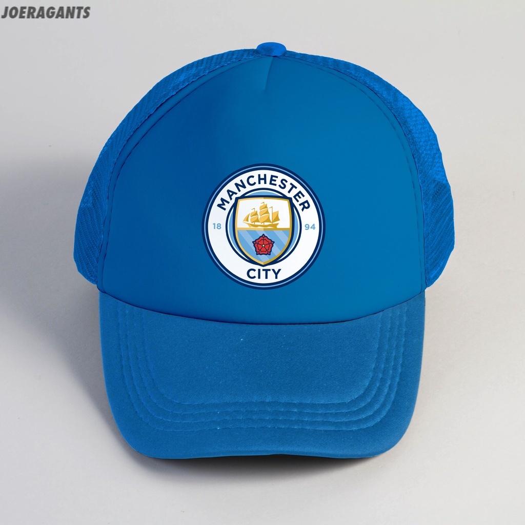 Topi Manchester City / Topi Trucker / Logo Club Manchester City / Topi Sablon joeragants
