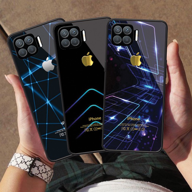 Oppo Reno 4F #AA4 -Premium Glass Case plus Camera Cover - Tempered Glass Case Custom Logo Iphone