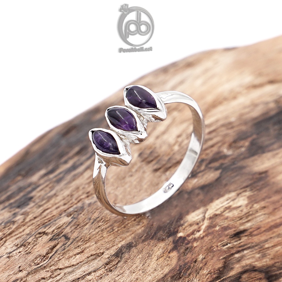 Cincin Amethyst Natural Kecubung Perak Asli 925 Amanella