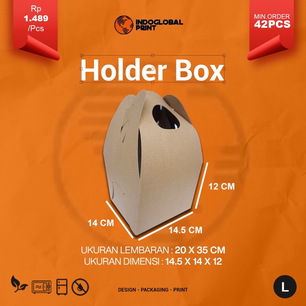 HOLDER BOX L (LARGE) DUS JINJING KARDUS TENTENG KOTAK MAKANAN