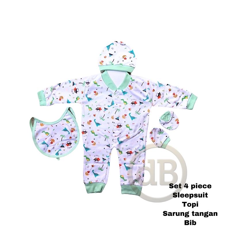 3 in 1 JUMPER Setelan Bayi Baru Lahir Lengkap Slabber dan Topi Kupluk Bahan Katun Lembut