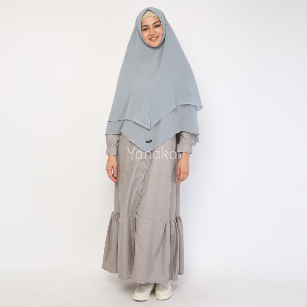 Jilbab Kerudung Khimar Syafa by Yanakoi Hijab Warna Abu Muda