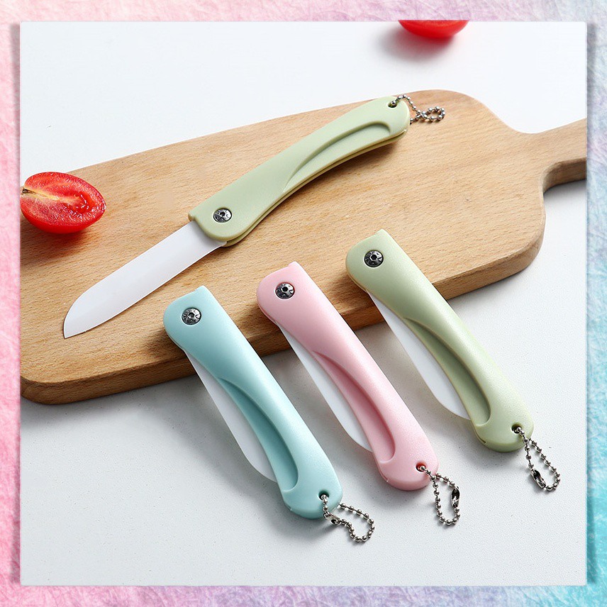 Pisau Dapur Lipat Keramik Travel Potong Memotong Buah Sayur Portable Folding Ceramic Knife