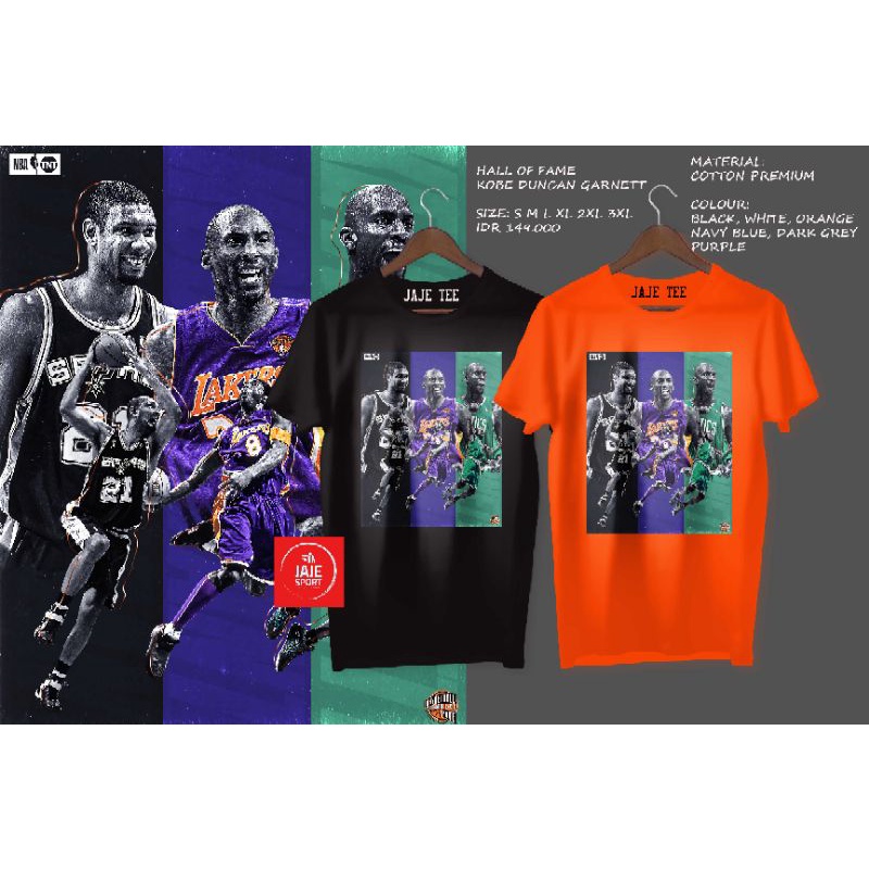 KAOS BASKET NBA HALL OF FAME 2020 KOBE DUNCAN GARNETT JAJE TEE