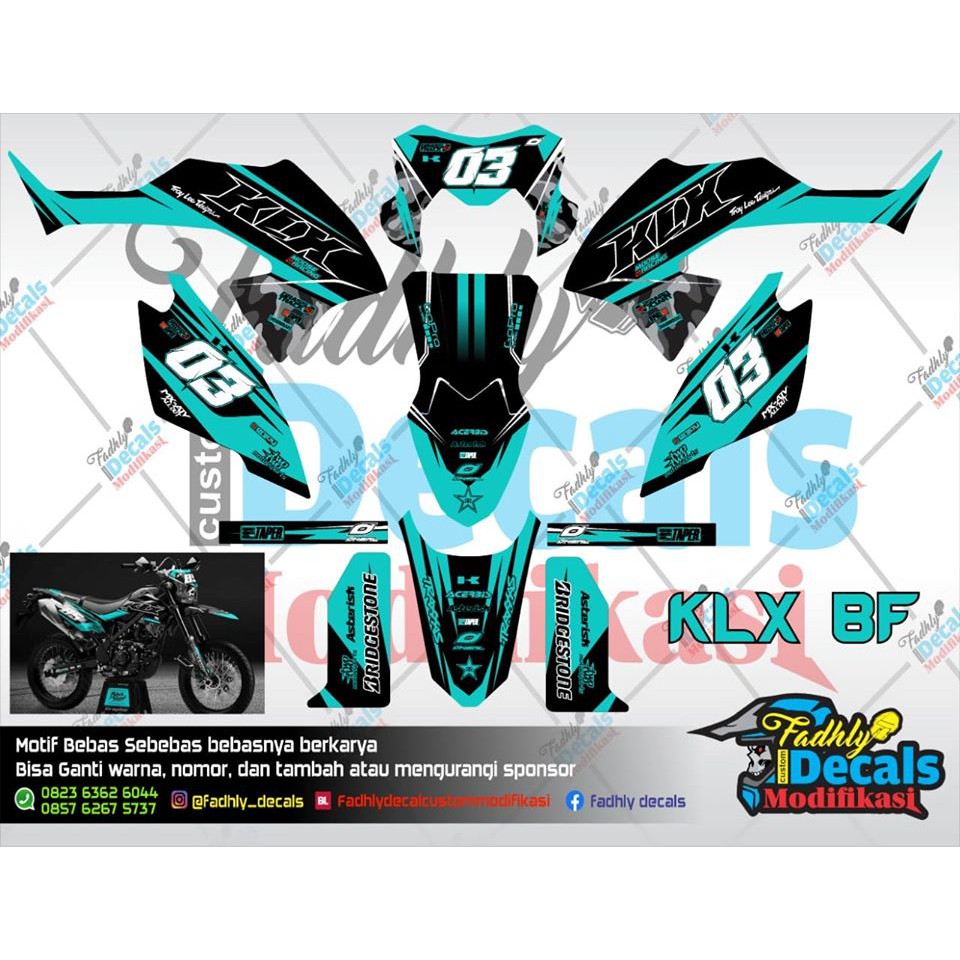 Decal KLX BF biru tosca