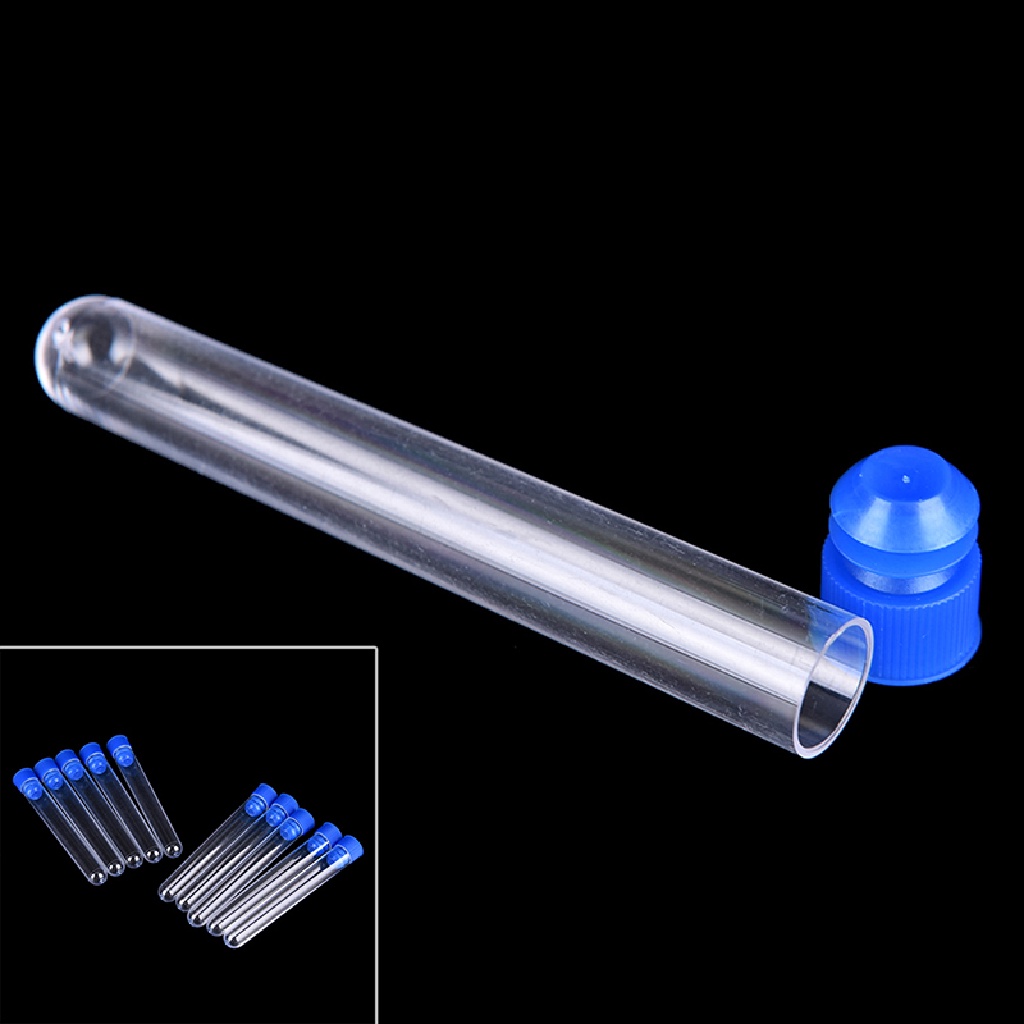 【seasonoun】 10pcs 15x100mm Clear Plastic Test Tubes Hard Plastic Test Tube With Wing Plug .