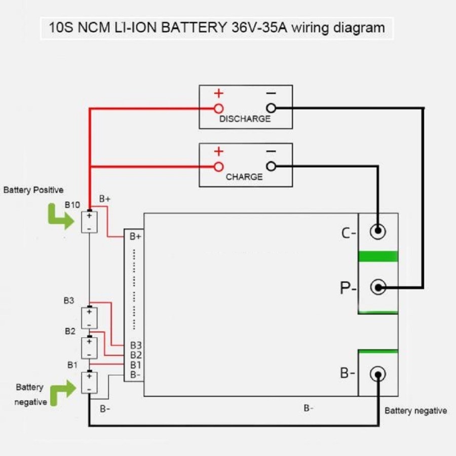 10S 36V 35A BMS Charger Li-ion Lithium Battery Protection Board