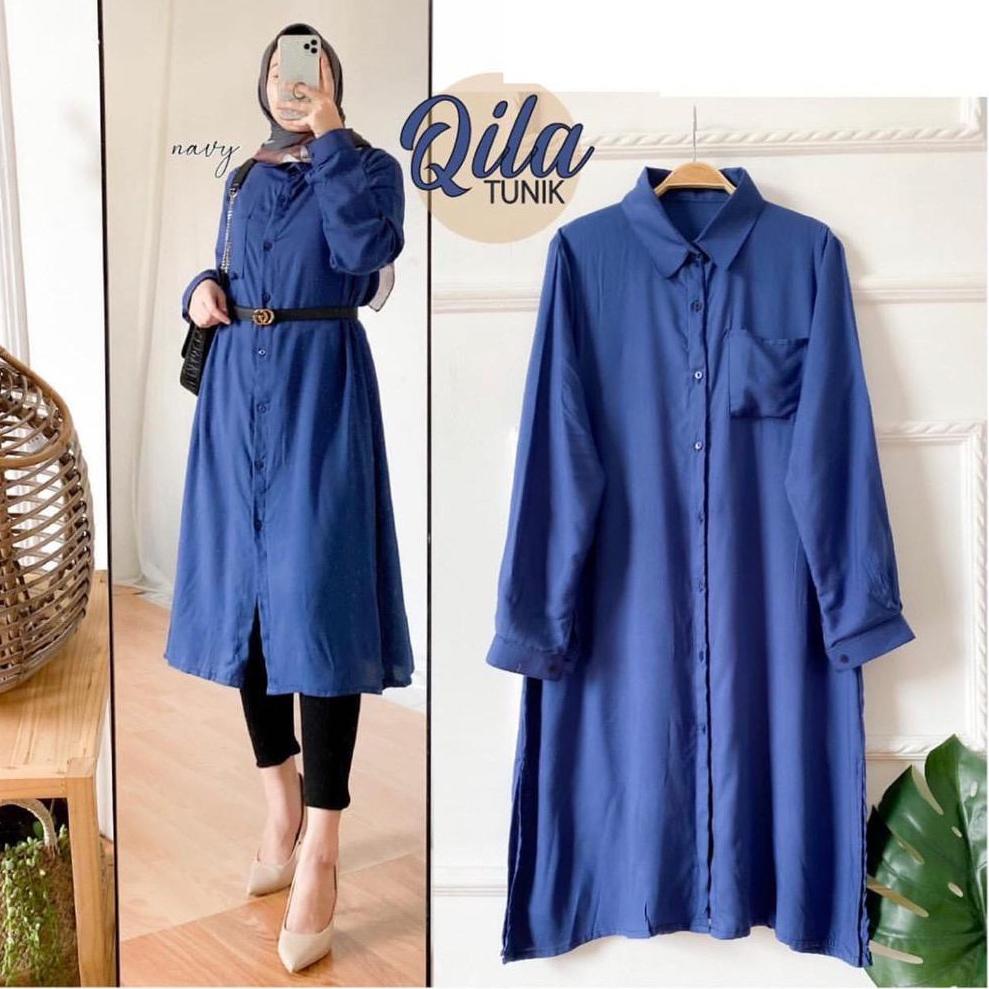 SON.25Au22ᴺ ‑ (FREE BELT) Qila Tunik Premium / Atasan Tunik Remaja Wanita Busui Wudhu Kekinian