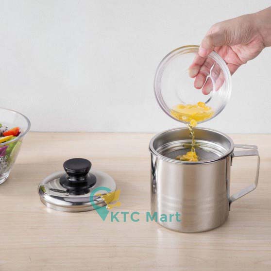 KTCmart - Oil Pot 12 Cm - Wadah Penyaring Minyak Goreng Tebal Stainless