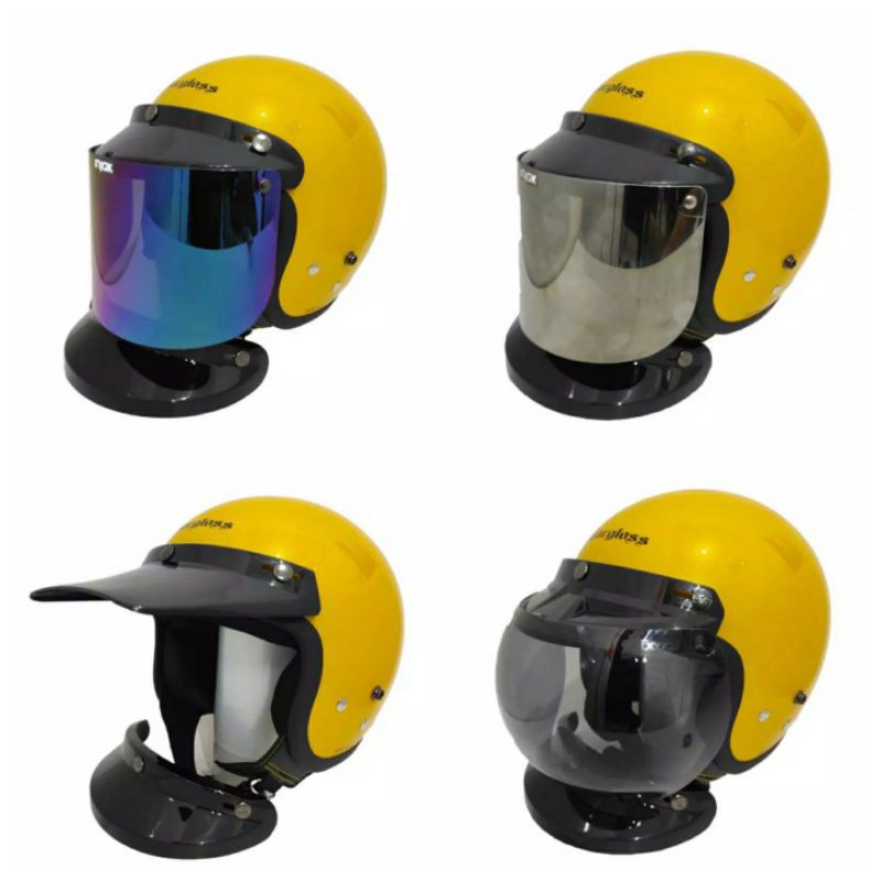 Helm Bogo Cargloss Original Kuning Glossy set kaca flat Visor/Cembung