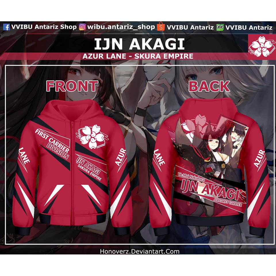 Jaket Hoodie Fullprint Anime Azur Lane IJN Akagi