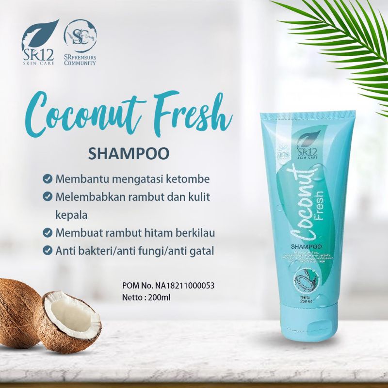 COCONUT FRESH SHAMPOO SR12 / SAMPO KELAPA / SHAMPO ANTI DANDRUFF / SHAMPO PALING AMPUH ATASI KETOMBE / RAMBUT HITAM BERKILAU