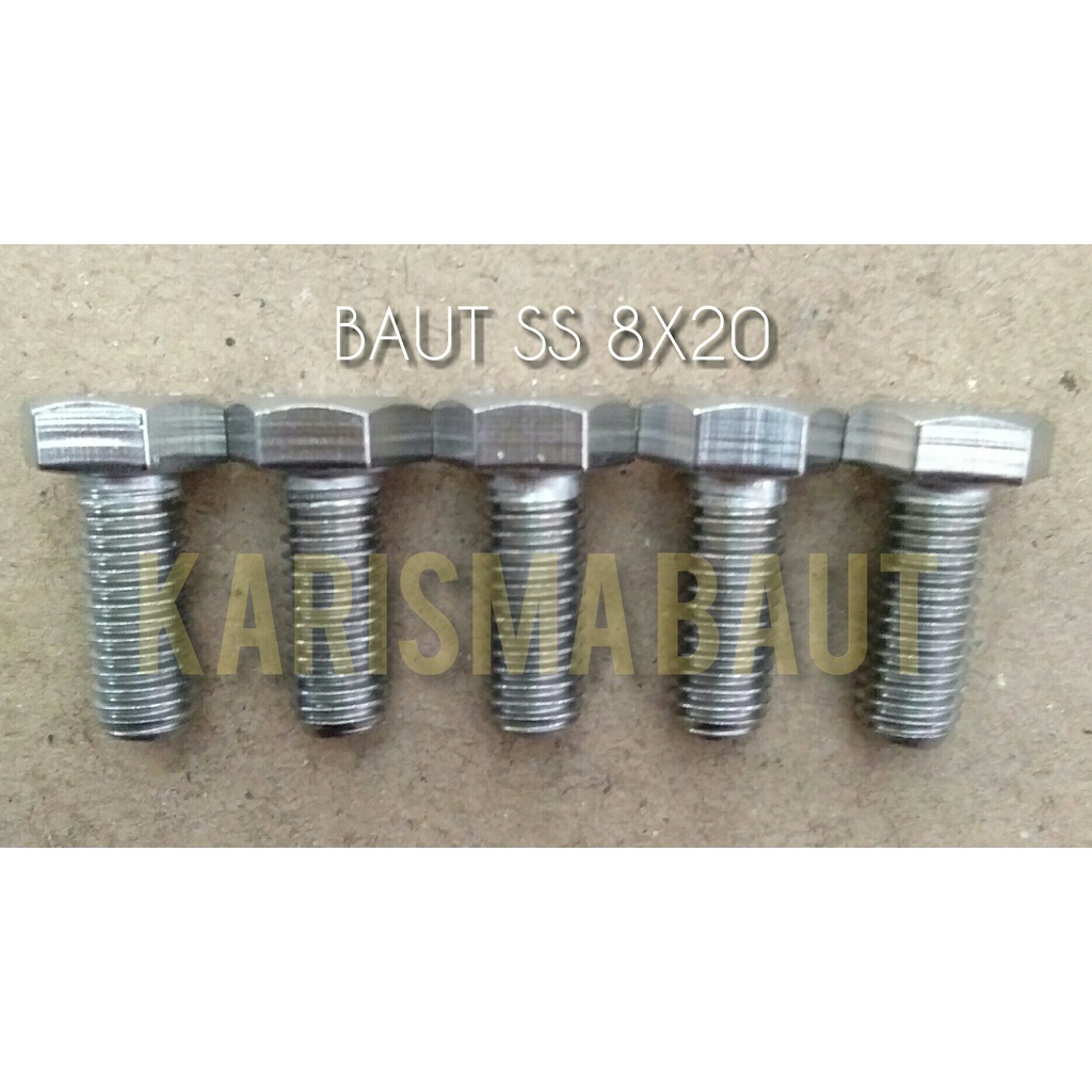 Baut Stainless steel 8 x 25 / BAUT SS 8X25 (kunci 13)