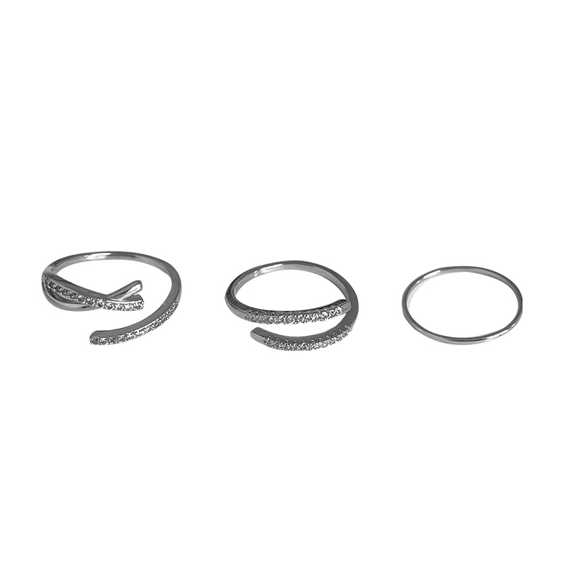 IFYOU 3pcs / set Cincin Model Terbuka Bentuk Spiral Warna Silver Gaya Korea Untuk Wanita