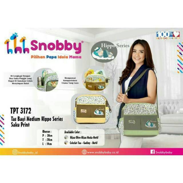 Snobby tas medium bayi hippo series tas bayi tas baju bayi baby diaper bag hipo