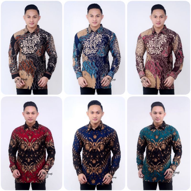 Kemeja Batik Pria Modern Lengan Panjang Casual Modis Slim Fit Trendy Masa Kini OL 162