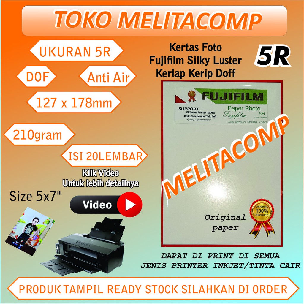 Paper Kertas foto fujifilm silky luster doff 5R
