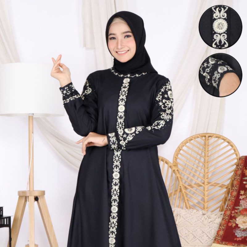 gamis madina ratu / gamis terbaru toyobo / gamis polos bordir / gamis simple / gamis busui / gamis