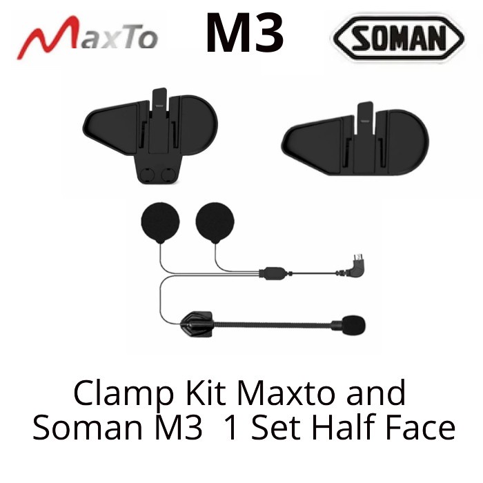 HELM-AKSESORIS- MAXTO M3 INTERCOM HELM SOMAN M3 CLAMP KIT SET HELM HALF FACE PART -AKSESORIS-HELM.