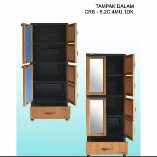 Lemari Plastik Cermin Rotan Napolly