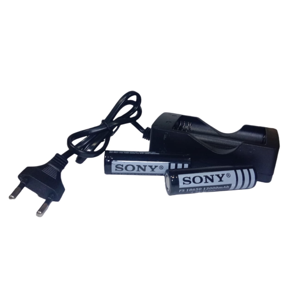 Charger + 2 Batterai 18650 Hitam Li-ion 4.2v - 13000mAh
