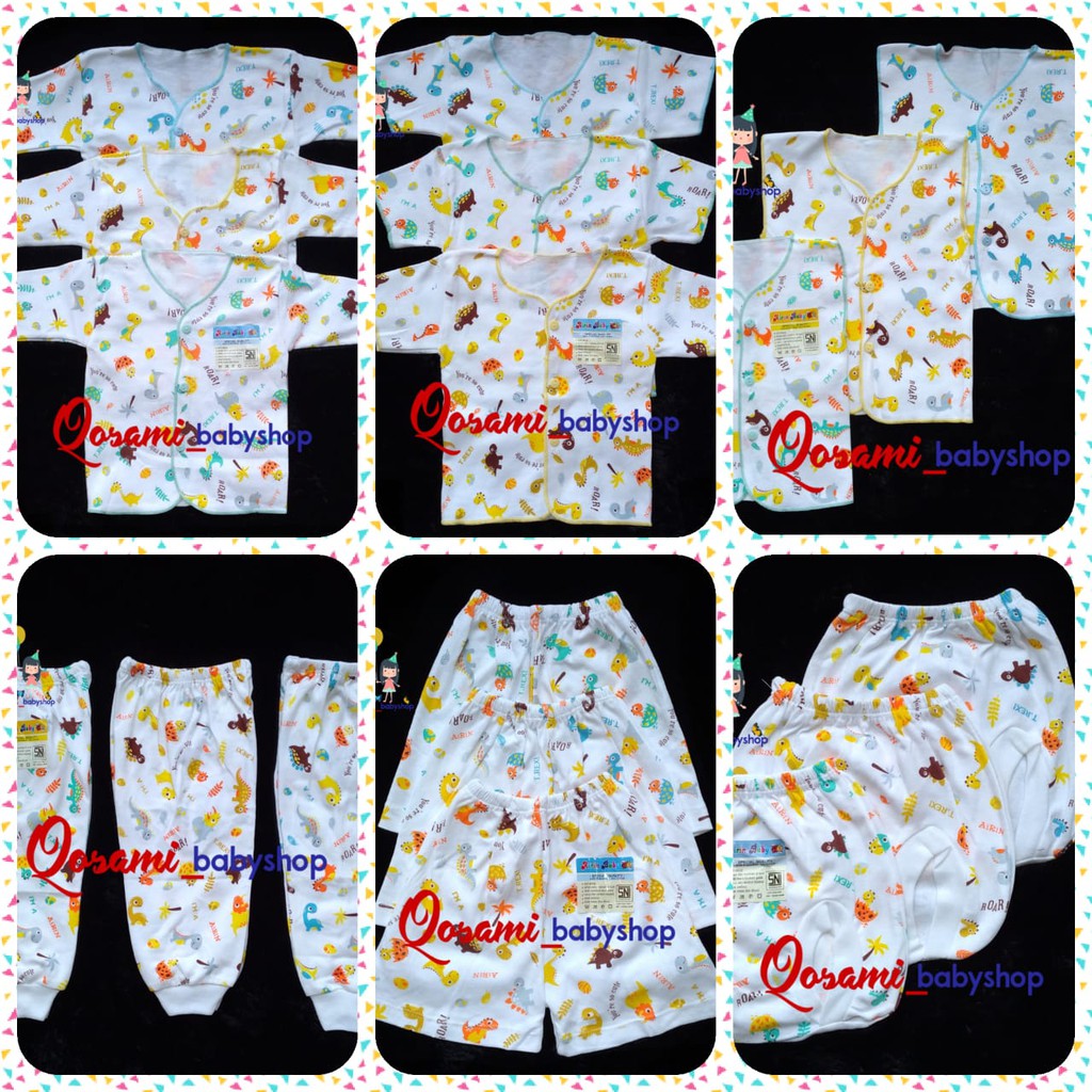 PAKET HEMAT 18 pcs ( 6 VARIAN ) PRODUK MERK AIRIN BAJU BAYI NEWBORN MOTIF SNI