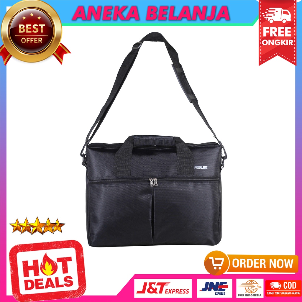 Tas Selempang Laptop Kerja Jinjing Tebal 14-15 Inch Bagus Tas Hitam Slingbag Simple Kuat