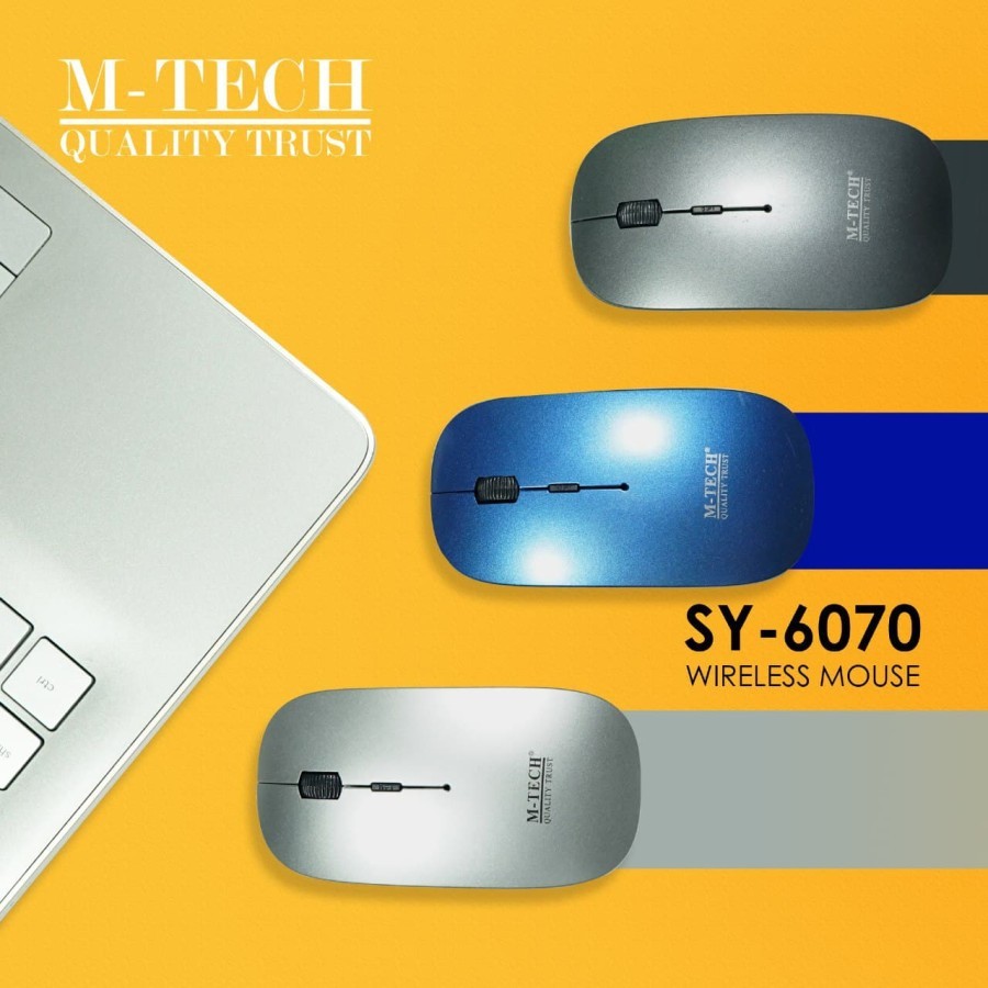 Mouse wireless m-tech 2.4ghz optical 4d slim silent 1600dpi for pc laptop tv sy-6070 original