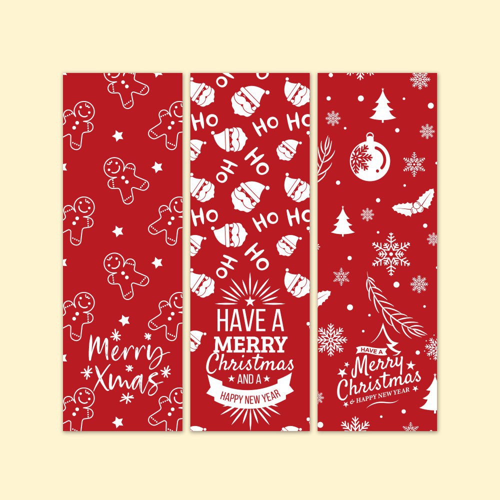 60Pcs 3x9cm Merry Christmas Rectangle Santa Claus Gift Decorative Package Stickers Wrapping Gift Box Label Christmas Tags