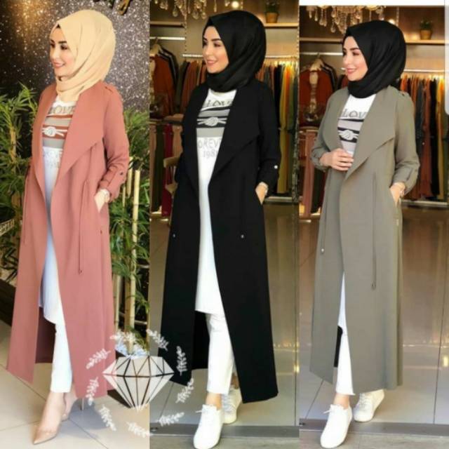 LONGCARDI ZEHIYA PAKAIAN OUTER WANITA MOSCREPE MS ADA VIDEO REAL PICT