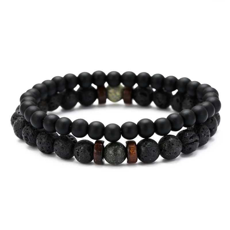 Perhiasan Gelang Batu Lava Chakra Buddha Tibet Mata Harimau Onyx Untuk Hadiah