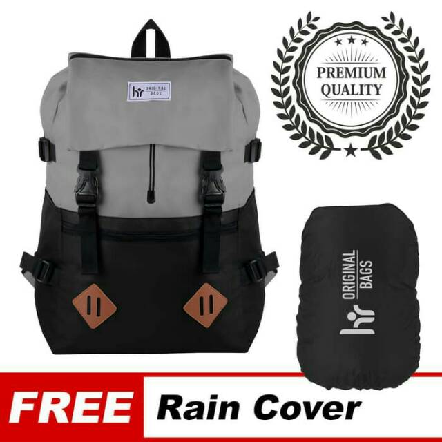 Tas Ransel Cowok / Tas Kuliah / Tas Distro HR Bag bonus rain cover