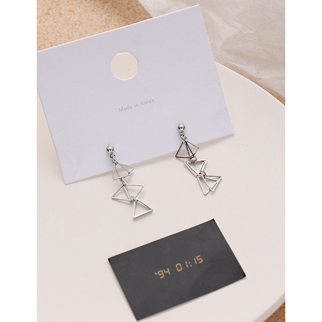 LRC Anting Tusuk Fashion Silver Triangle Tassel Alloy Stud Earrings K00735
