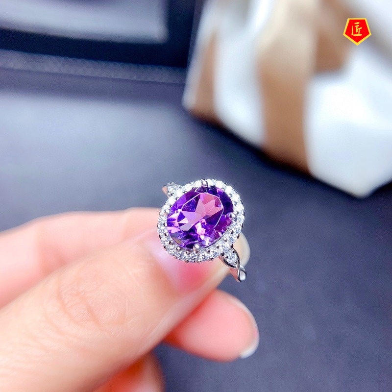 [Ready Stock]Elegant Simple Natural Amethyst Ring