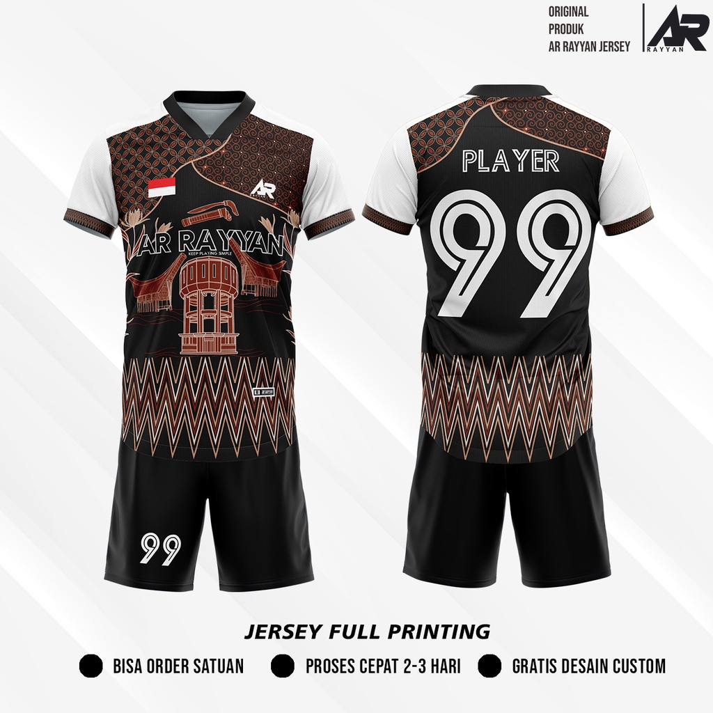 [BISA SATUAN] Jersey Baju Futsal/ Bola Full Printing Batik Sulawesi (Gratis Desain nama)