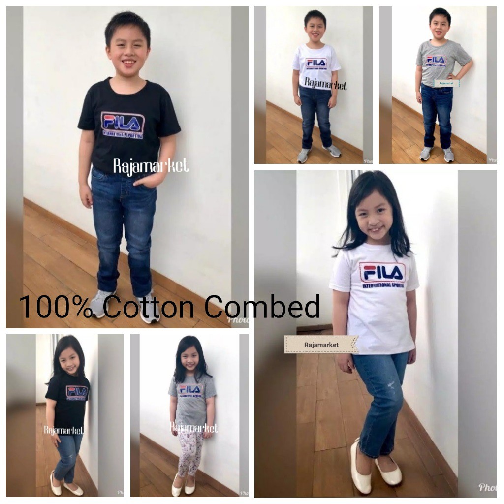 KAOS BAJU ANAK KEKINIAN  CEWE COWO MOTIF FL SABLON 