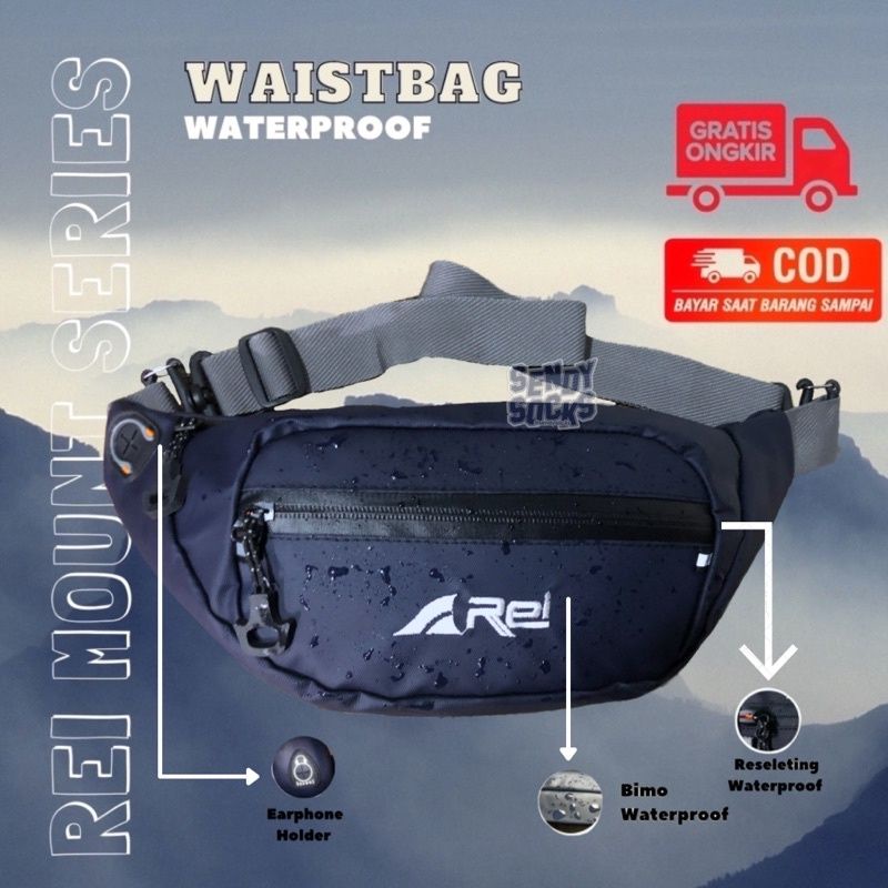 Tas Selempang Pria Anti Air Waistbag REI Waterproof Murah COD
