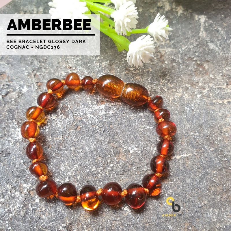 Gelang Amber Baltic Lithuania Balita &amp; Anak Glossy Dark Cognac BGDC136 By Amber Bee